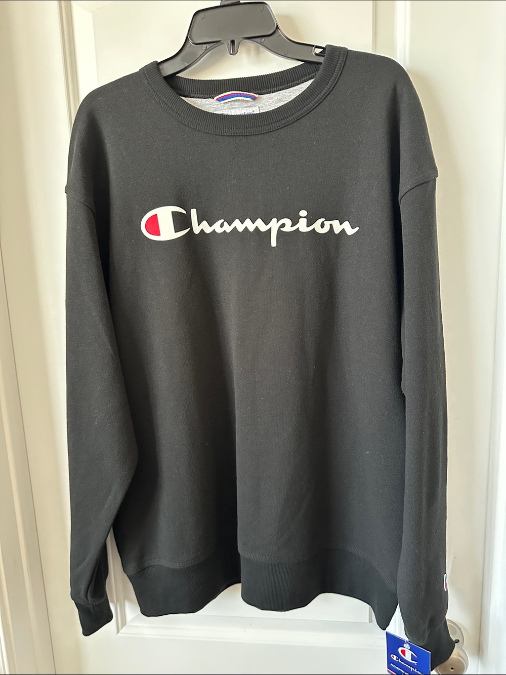 Champion Black Logo Crewneck Sweatshirt